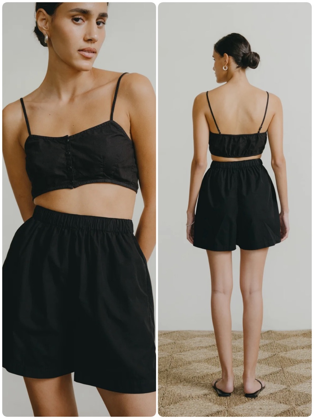 OZMA All Day Shorts Organic Poplin Black Size XS
